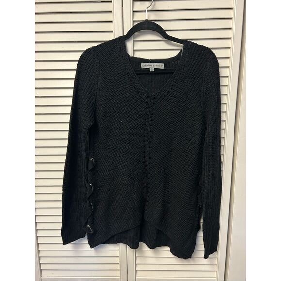 Absolutely Famous Macy's NWT Chunky Knit Tye Black Sweater, Size Small, MP $50 - Picture 7 of 8